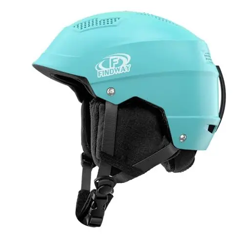 Produktbild: Findway Unisex Skihelm Damen Herren für Erwachsene Kinder Jugend mit Verstellbaren Belüftungsöffnungen, Kompatibel mit Skibrille für Brillenträger, Winter Outdoor Sport Snowboardhelm Blau,L