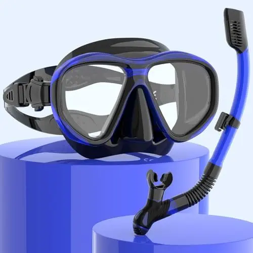 Produktbild: Findway schnorchelset Erwachsene,Schnorchelset mit taucherbrille und schnorchel, Anti-Leck & Anti-Fog & Anti-UV Tauchmaske aus Gehärtetem Glas für Tauchen, Schnorcheln und Schwimmen,Frauen und Männer