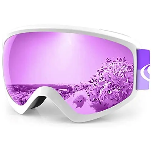 Produktbild: findway Skibrille Kinder, Snowboardbrille für Kinder Jungen und Mädchen Alter 8 9 10 11 12 13 14 OTG Skibrillen Sphärisch Verspiegelt Anti-UV Anti-Fog Windwiderstand Kompatibler Helm und Brillenträger