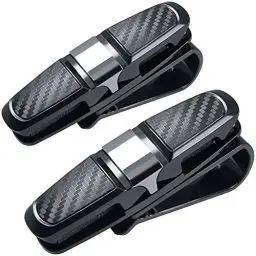 Produktbild: FineGood 2 Pack Brillenhalter für Auto Sonnenblende, Sonnenbrillen Brillen mit Kartenkarten Clip - Schwarz
