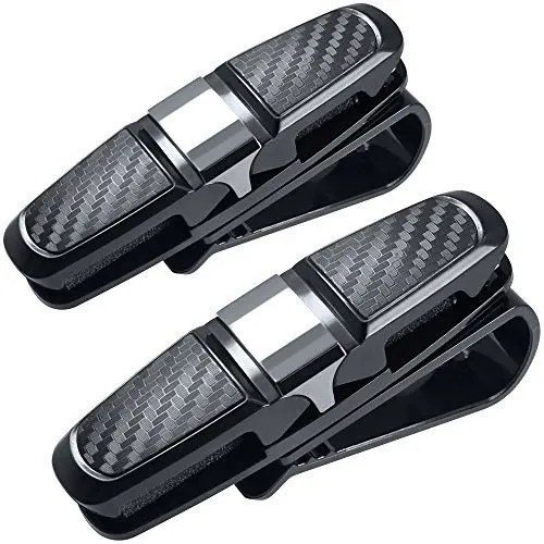 Produktbild: FineGood 2 Pack Brillenhalter für Auto Sonnenblende, Sonnenbrillen Brillen mit Kartenkarten Clip - Schwarz