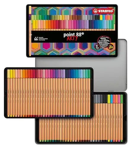 Produktbild: STABILO - Fineliner - point 88 - ARTY - 66er Metalletui - mit 65 verschiedenen Farben