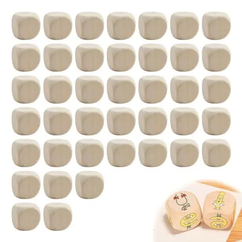 Produktbild: FINELYCR 40 Stück Blanko Würfel, DIY Holzwürfel Blanko, Würfel Holz mit Runden Ecken, 20 mm DIY Würfel Blanko, für Malerei, Skulptur, DIY-Dekoration oder DIY-Spiel-Requisiten