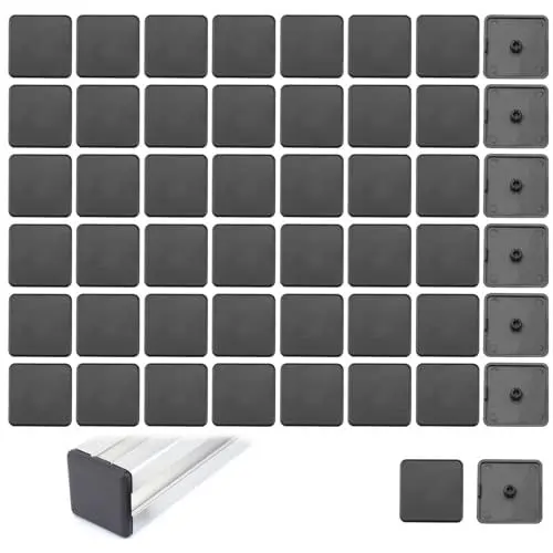 Produktbild: FINELYCR Aluminium Profil 40 x 40 mm Endkappe, 50 Stück Schwarz Endkappen 40 x 40 mm Aluprofil, Kunststoff Aluprofil Abdeckkappen, für Europäische Standard-Aluminiumprofil
