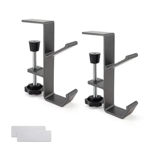 Produktbild: FINELYCR Taschen Halterung Tisch, 2-Teiliges Set Bag Holder Table, Verstellbar Tischhaken, Multifunktionale Halterung, Kopfhörerhalter den Schreibtisch für Schultaschen, Kopfhörer und Handtaschen
