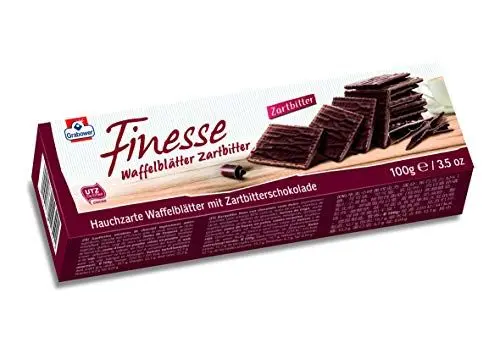 Produktbild: Grabower Finesse Waffelblätter Zartbitter – Knusprige Waffeln mit Schokolade, 100 g