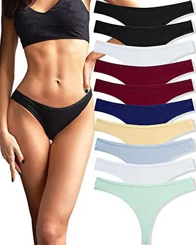 Produktbild: FINETOO 10er Pack Strings Set Tangas Damen Baumwolle Unterhosen Sexy Unterwäsche für Frau Lingerie Sexy for Women Dessous Thong Mehrpack S-XL