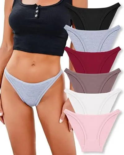 Produktbild: FINETOO 6er Pack Baumwolle Slip Damen Sexy Hipster Atmungsaktive Unterwäsche Soft Panties für Frauen Stretch Mikrofaser String Weich Brazilian Unterhosen S-XL