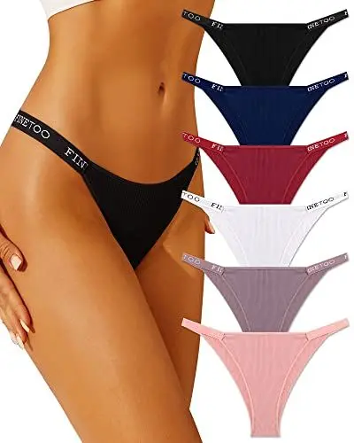 Produktbild: FINETOO 6er Pack Brazilian Slip Damen Baumwoll Unterwäsche Frauen Set Brasilien Slips Sport Hipster Sexy Panties Unterhose Mehrpack S-XL