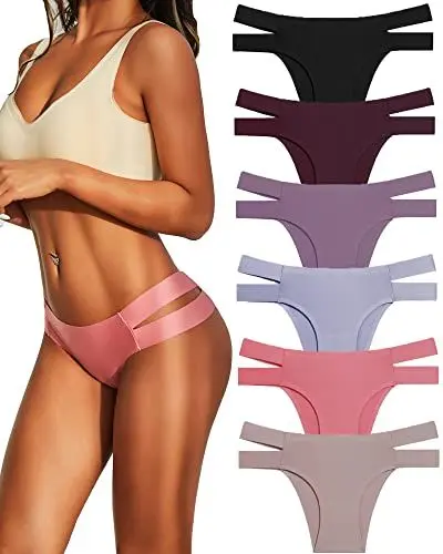 Produktbild: FINETOO 6er Pack Damen Seamless Slip Set Sexy Unterwäsche für Frau Brazilian Slip Nahtlos Hipster Soft Unterhosen Bequem Dessous Frauen Unsichtbarer Panties S-XL