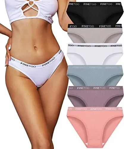 Produktbild: FINETOO 6er Pack Hipster Damen Baumwoll Unterwäsche Frauen Set Baumwolle Slip Sport Slips Sexy Panties Baumwolle Unterhose Mehrpack S-XL