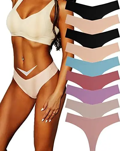 Produktbild: FINETOO 9er Pack Seamless String Tanga Damen Sexy Slips Nahtlos Hipster Unterhosen Tangas Set Bequem Unterwäsche Frauen Mehrfarbig XS-L