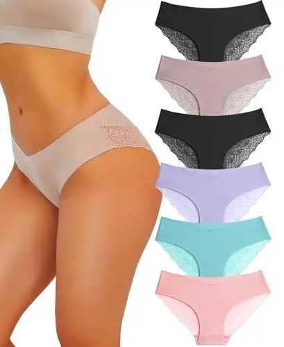 Produktbild: FINETOO Hipster Unterwäsche Damen Seamless Slips Nahtlos Brazilian Slip Damen Unterhosen Spitze Bequem Atmungsaktiv Frauen Sexy Set Mehrpack