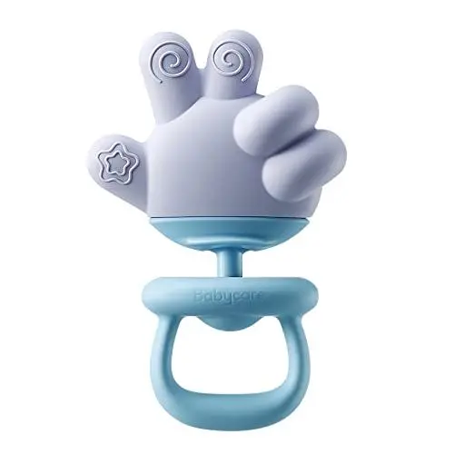 Produktbild: Finger Baby Beißringe, Rassel aus Silikon für Babys 0-6-12 Monate, Beruhigende Kauspielzeuge gegen Zahnungsschmerzen, Blau