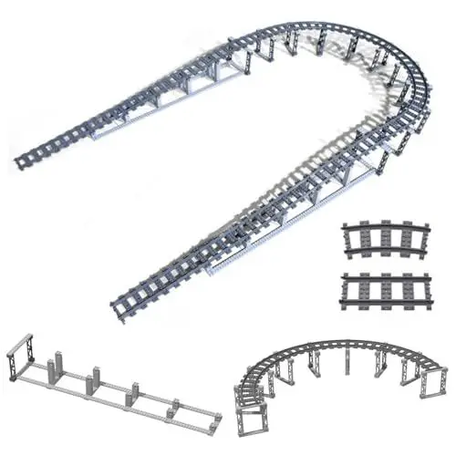 Produktbild: City Zug Schienen Bausatz,37 Stück City Eisenbahn Bausteine Schienen Set,35 cm Länge und 65 cm Breite Bahngleis, Zubehör Erweiterungsset Kompatibel mit Marktführer City Zug