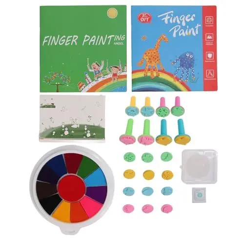 Produktbild: Fingermalset in Mehreren Farben, Waschbar, Lustiges DIY-Handwerk, Fingermalset mit 20-teiligem Stempelbuch