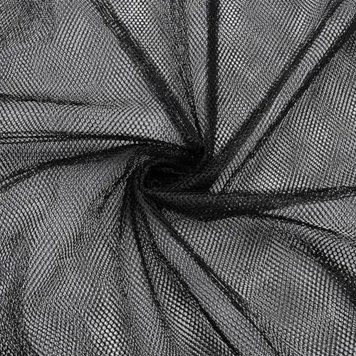 Produktbild: FINGERINSPIRE 1.5 m Schwarzer Netzstoff 1.5 m Breit Leicht Dehnbarer Stoff Polyester Netzstoff Zum Nähen Schwarzer Stoff Für Hutdekoration Hochzeitskleidstoff Für Brautkleider Röcke DIY Basteln