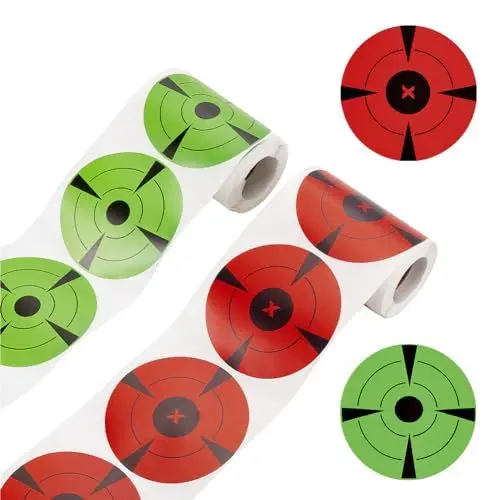 Produktbild: FINGERINSPIRE 250 Stück Selbstklebende Schießscheiben 7.5 cm Fluoreszierende Schießscheibenaufkleber Aus Papier Rote Und Grüne Zielscheibenaufkleberrollen Runde Zielscheibenkleber Zielpunkte