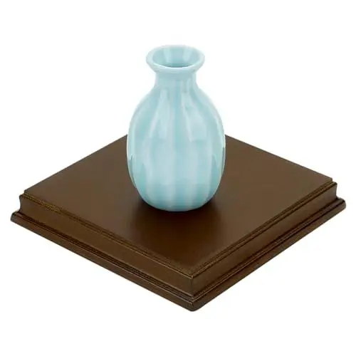 Produktbild: FINGERINSPIRE Quadratischer MDF Ständersockel In Kokosnussbraun 12.6x12.65x1.8 cm Großer Holzsockel Mit Karnieskante Holzsockel Zur Präsentation von Edelsteinen Schmuck Holzsockel Zur Präsentation