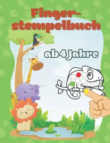 Produktbild: Fingerstempelbuch ab 4 Jahre: Fingerabdruck-Stempelbuch für Kinder mit Anleitung und über 60 Tiermotiven zum Ausmalen und Stempeln
