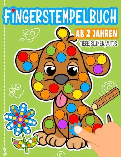 Produktbild: Fingerstempelbuch zum kreativen Ausmalen für Kinder ab 2 Jahren: Stempeln, Malen und Ausschneiden - Basteln für Mädchen und Jungen.