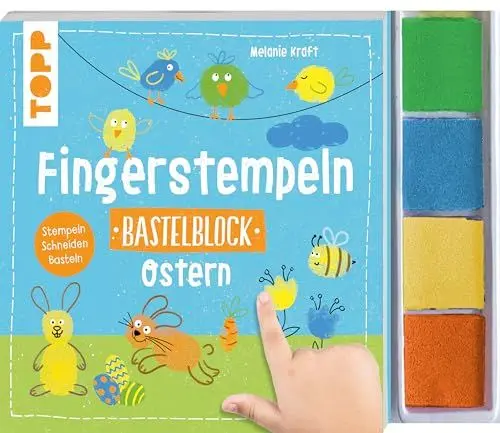 Produktbild: Fingerstempeln. Bastelblock Ostern: Stempeln, Schneiden, Basteln. Mit 4 farbigen Stempelkissen (Fingerstempeln Bastelblöcke)