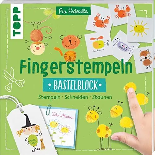 Produktbild: Fingerstempeln. Bastelblock: Stempeln · Schneiden · Staunen
