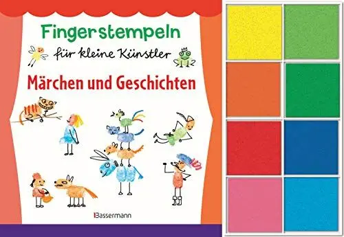 Produktbild: Fingerstempeln für kleine Künstler-Set. Märchen und Geschichten selber stempeln und erzählen.: Buch und acht Stempelkissen