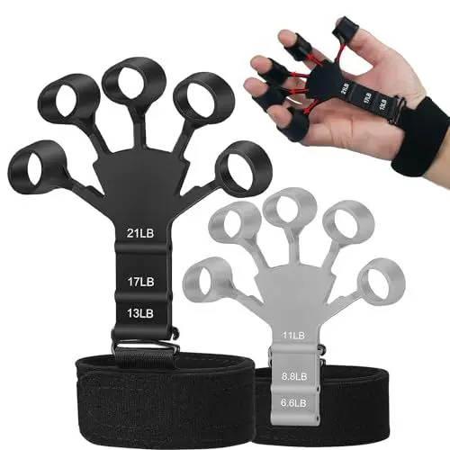 Produktbild: Fingertrainer,Fingerverstärker,Finger Extensor,Exerciser Handtrainer,Griff Stärke Trainer,Silikon Handtrainer,Unterarmtrainer Grippy,Silikon 5-Finger Übungsgerät,2 Stück Finger Extensor Exerciser.