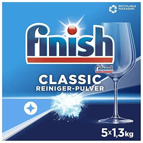 Produktbild: Finish Classic Reiniger-Pulver – Phosphatfreier Geschirrreiniger – Großpackung mit 6,5 kg (5x 1,3 kg) Geschirrspülmittel