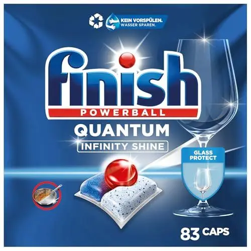 Produktbild: Finish Quantum Infinity Shine Spülmaschinentabs – Geschirrspültabs für Tiefenreinigung, Fettlösekraft und Glanz – Sparpack mit 83 Tabs