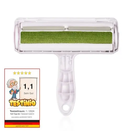 Produktbild: FinoPet XL Fusselrolle Tierhaarentfernung durch Fusselroller selbstreinigende Fusselbürste praktischer und wiederverwendbarer Flusenroller Katzenhaar Hundehaar Krümel Fussel Flusen Schmutzentfernung