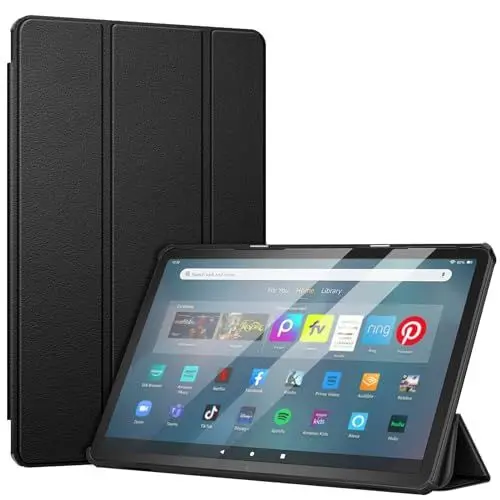 Produktbild: Fintie Hülle für Amazon Fire Max 11 Tablet 13. Generation 2023, ultradünne Kunstleder Schutzhülle Cover mit Auto Schlaf/Wach und Ständer Funktion, Schwarz