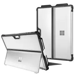 Produktbild: Fintie Hülle für Microsoft Surface Pro 7+ /Pro 7 / Pro 6 / Pro 5 /Pro LTE, Stoßfeste Robuste Hartschalen Schutzhülle mit Stifthalter Original Ständer, Kompatibel mit Type Cover Tastatur, Klar(Matt)