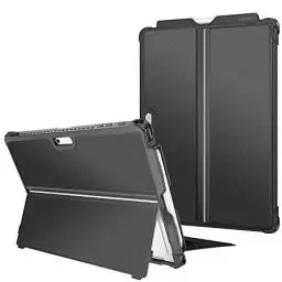 Produktbild: Fintie Hülle für Microsoft Surface Pro 7+ /Pro 7 / Pro 6 / Pro 5 /Pro LTE, Stoßfeste Robuste Hartschalen Schutzhülle mit Stifthalter Original Ständer, Kompatibel mit Type Cover Tastatur, Schwarz