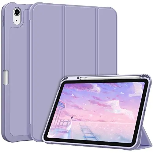 Produktbild: Fintie Hülle für iPad 11. Generation 2025 11 Zoll, iPad 10. Generation 2022 10.9 Zoll - Soft TPU Rückseite Abdeckung Schutzhülle mit eingebautem Pencil Halter, Auto Sleep/Wake, Pastellviolett
