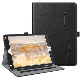 Produktbild: Fintie Hülle für iPad 9.7 Zoll 2018 2017 / iPad Air 2/ Air 1 - (Eckenschutz) Multi-Winkel Betrachtung Folio Stand Schutzhülle Case mit Dokumentschlitze, Auto Sleep/Wake, Schwarz