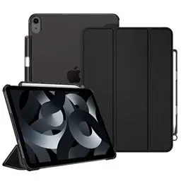 Produktbild: Fintie Hülle für iPad Air 11 Zoll M3 2025/M2 2024, iPad Air 5 2022/4 Generation 2020 10.9 Zoll mit Stifthalter, ultradünne leichte Schutzhülle Case mit transparenter Rückseite, Schwarz