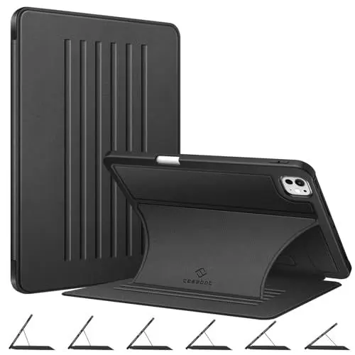 Produktbild: Fintie Hülle für iPad Pro 11 Zoll M4 (2024) mit Stifthalter - Robustes Gehäuse, Soft TPU Rückseite Abdeckung Multi-Winkel Betrachtung mit magnetischer Standfunktion für iPad Pro M4 11