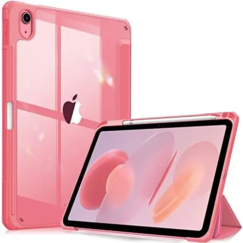 Produktbild: Fintie Hybrid Hülle für iPad (A16) 11 Generation 11 Zoll 2025, iPad 10 Generation 10.9 Zoll 2022 mit Stifthalter - Stoßfeste Schutzhülle mit transparenter Hartschale auf der Rückseite, Pink