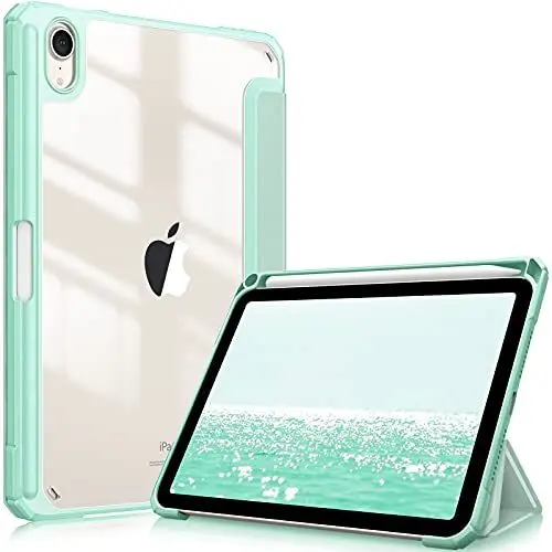 Produktbild: Fintie Hybrid Hülle für iPad mini 7 (A17 Pro) 2024 / iPad mini 6. Generation 2021 8.3 Zoll mit Stifthalter - Stoßfeste Schutzhülle mit transparenter Hartschale auf der Rückseite, Grün