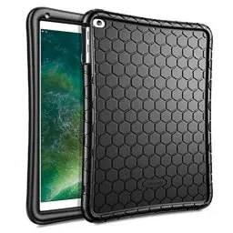 Produktbild: Fintie Silikon Hülle für iPad 9.7 Zoll 2018 2017 / iPad Air 2 / iPad Air - (Bienenstock Serie) Leichte rutschfeste Stoßfeste Schutzhülle Tasche Case Cover, Schwarz