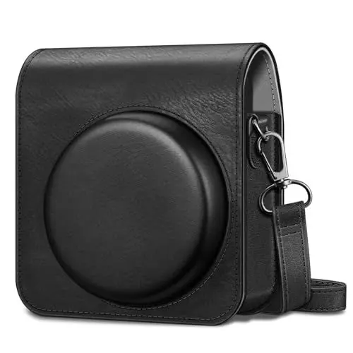 Produktbild: FINTIE Tasche für Fujifilm Instax Mini 99 Sofortbildkamera - Premium Kunstleder Schutzhülle Reise Kameratasche Hülle Abdeckung mit abnehmbaren Einstellbar Riemen, Schwarz