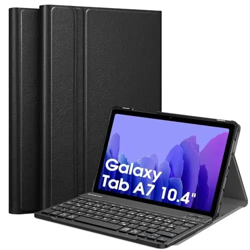 Produktbild: Fintie Tastatur Hülle für Samsung Galaxy Tab A7 10.4 Zoll 2022/2020, Keyboard case mit magnetisch Abnehmbarer Deutscher Tastatur mit QWERTZ Layout, Schwarz