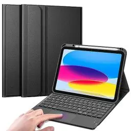 Produktbild: Fintie Tastatur Hülle für iPad 10. Generation 2022, iPad 10 Generation Hülle mit magnetisch abnehmbarer Deutscher Tastatur und Touchpad Keyboard mit QWERTZ Layout, Schwarz