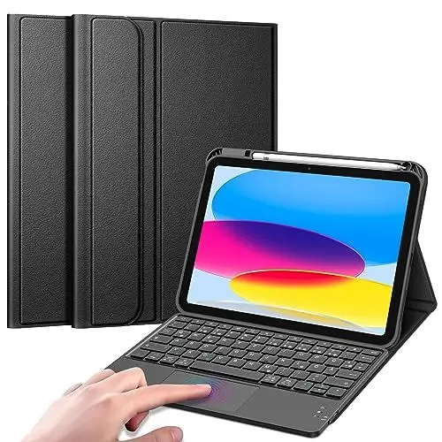 Produktbild: Fintie Tastatur Hülle für iPad 10. Generation 2022, iPad 10 Generation Hülle mit magnetisch abnehmbarer Deutscher Tastatur und Touchpad Keyboard mit QWERTZ Layout, Schwarz