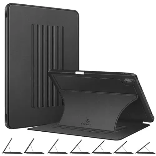 Produktbild: Fintie magnetische Stand Hülle für iPad Air 13 Zoll (M3) 2025, (M2) 2024 mit Stifthalter – Robustes Gehäuse, Soft TPU Rückseite Abdeckung Multi-Winkel Betrachtung, Schwarz