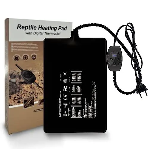 Produktbild: FIPASEN Reptil Heizmatten mit Thermostat, Terrarium Heizmatte für Schildkröten Schlangen Eidechsen Gecko Einsiedlerkrebse Frösche Spinnen Insektenzucht Pflanzenkasten - Wärmematte Reptil (23W:20x30CM)