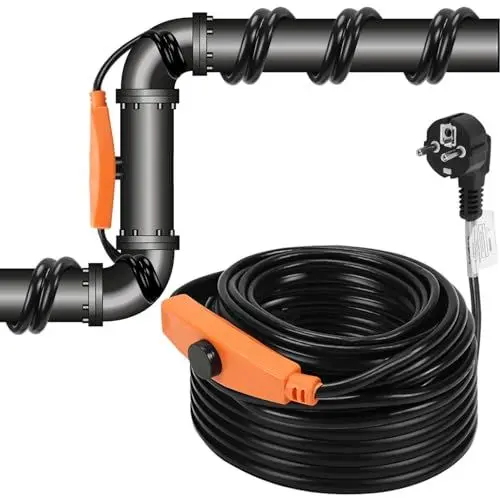 Produktbild: Fiqops 18m Frostschutz Heizkabel mit Thermostat 288W 230V IP68, Frostschutzkabel Rohrbegleitheizung mit Automatikschalter, Heizband für Wasserleitungen im Haus, Pool, Teich, 1 Pack
