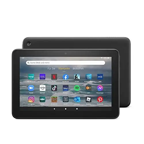 Produktbild: Zertifiziert und generalüberholt Fire 7-Tablet, 7-Zoll-Display, 16 GB, Modell (2022), schwarz Mit Werbung